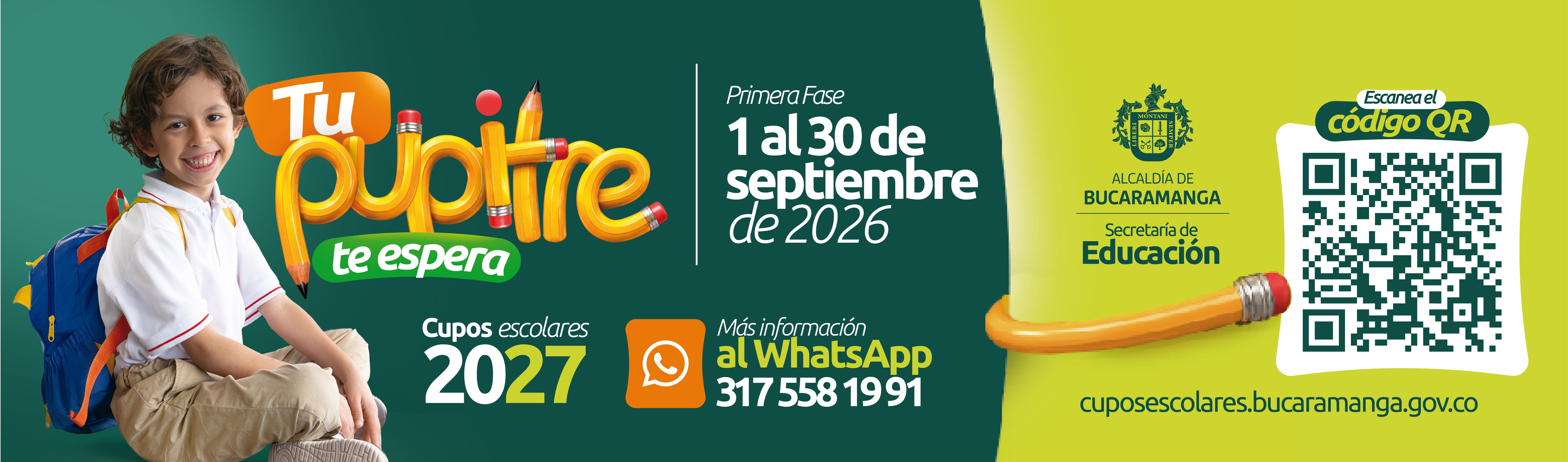 Inscripción y asignación de cupos escolares 2027 · Tu pupitre te espera